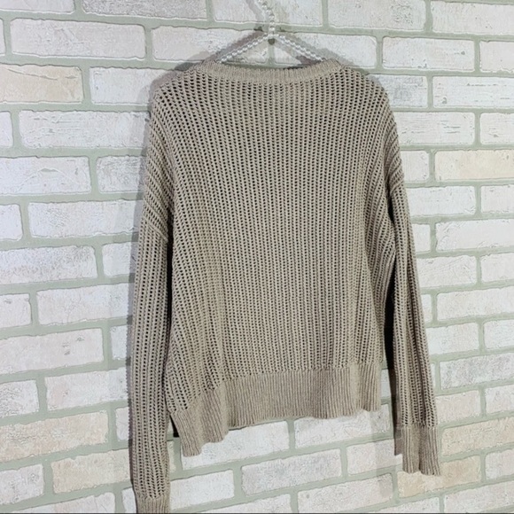 Theory Arshan Open Knit Pullover Sweater in Oatmeal Size L - Picture 6 of 13